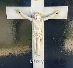 Grand Crucifix Christ Os De Dieppe Sculpts Xixeme High Period. 38.5cm Religious