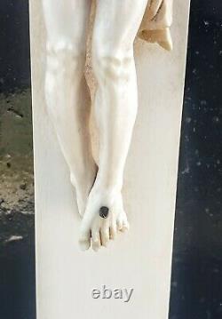 Grand Crucifix Christ Os De Dieppe Sculpts Xixeme High Period. 38.5cm Religious