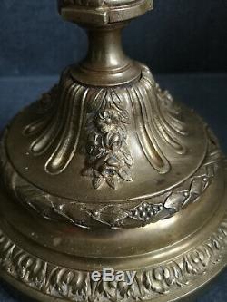 Grand Gold Candlestick Bronze Louis XVI Style XIX Time To Lions Head