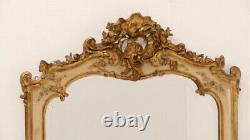 Grand Mirror Louis XV Rocaille En Bois Laqué And Golden Stuc, 19th Century