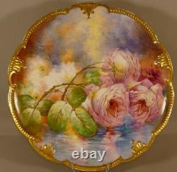Grand Plat Aux Roses In Porcelain Painted In The Hand, Era Xixth