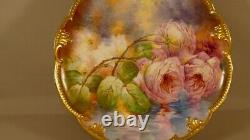 Grand Plat Aux Roses In Porcelain Painted In The Hand, Era Xixth