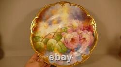 Grand Plat Aux Roses In Porcelain Painted In The Hand, Era Xixth