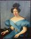 Grand Portrait Of Femme D'epoque Charles X 19th Century Oil/toile