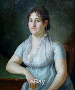 Grand Portrait Of Woman Epoque 1st Empire French School Of The 19th Century Hst