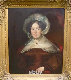 Grand Portrait Of Woman Epoque Louis Philippe Oil/toile Of The Xixth Century