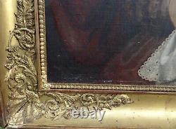 Grand Portrait Of Woman Of Epoque Louis Philippe H/t Of The Xixth Century Signed
