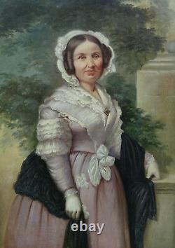 Grand Portrait Of Woman Of Louis Philippe Oil On 19th Century Web