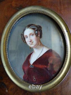 Great Miniature Purpose 19th Epoque Restauration Dame Of Quality 1820s Signed