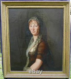 Great Portrait of a Woman First Empire Era Oil/Canvas early 19th century