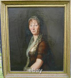 Great Portrait of a Woman First Empire Era Oil/Canvas early 19th century