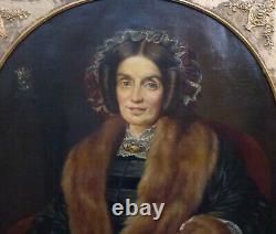 Great Portrait of a Woman from the Charles X Era, Oil on Canvas, late 19th Century