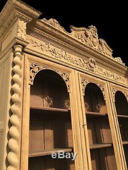 Great Renaissance Library In Plain Oak, Xixth Century