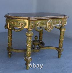 Green and gold lacquered side table, 19th century