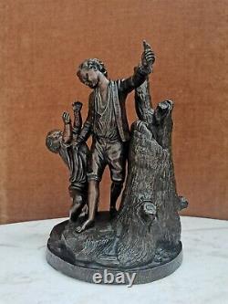 Group En Bronze Aux Enfants, Epoque Xixeme