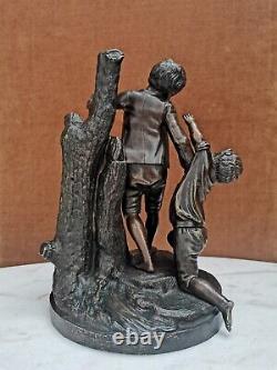 Group En Bronze Aux Enfants, Epoque Xixeme