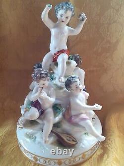 Group In Biscuit Putti Musician Signed Leblond Era Late Nineteenth Beginning Xxè