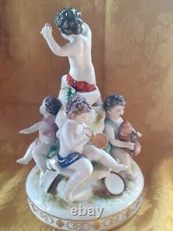 Group In Biscuit Putti Musician Signed Leblond Era Late Nineteenth Beginning Xxè