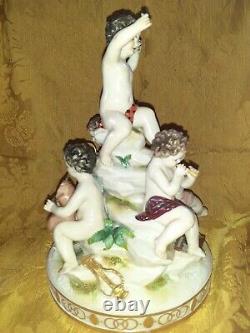 Group In Biscuit Putti Musician Signed Leblond Era Late Nineteenth Beginning Xxè