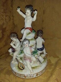 Group In Biscuit Putti Musician Signed Leblond Era Late Nineteenth Beginning Xxè