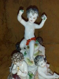 Group In Biscuit Putti Musician Signed Leblond Era Late Nineteenth Beginning Xxè