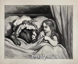 Gustave Doré The Little Red Riding Hood 2 Engravings, Original Print from the 19th Century