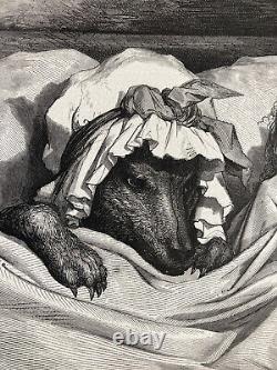 Gustave Doré The Little Red Riding Hood 2 Engravings, Original Print from the 19th Century