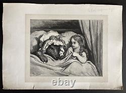 Gustave Doré The Little Red Riding Hood 2 Engravings, Original Print from the 19th Century