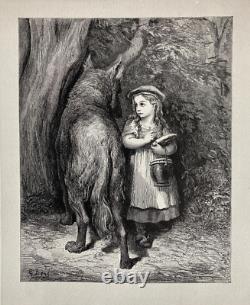 Gustave Doré The Little Red Riding Hood 2 Engravings, Original Print from the 19th Century