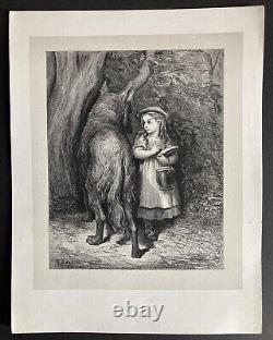 Gustave Doré The Little Red Riding Hood 2 Engravings, Original Print from the 19th Century