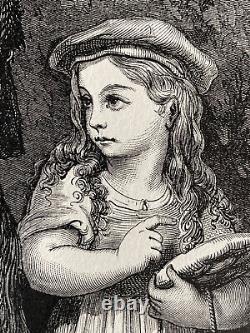 Gustave Doré The Little Red Riding Hood 2 Engravings, Original Print from the 19th Century