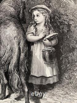 Gustave Doré The Little Red Riding Hood 2 Engravings, Original Print from the 19th Century