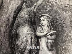 Gustave Doré The Little Red Riding Hood 2 Engravings, Original Print from the 19th Century