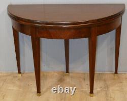 Half-Moon Game Console Table in Mahogany, Directoire Style, Late 19th Century