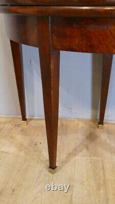 Half-Moon Game Console Table in Mahogany, Directoire Style, Late 19th Century