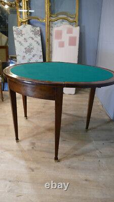 Half-Moon Game Console Table in Mahogany, Directoire Style, Late 19th Century