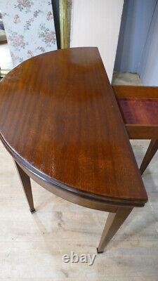 Half-Moon Game Console Table in Mahogany, Directoire Style, Late 19th Century