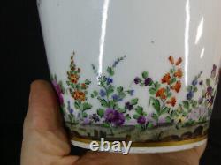 Hand-painted Parisian porcelain cachepot with flowers, early 19th century period