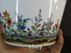 Hand-painted Parisian porcelain cachepot with flowers, early 19th century period