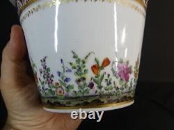 Hand-painted Parisian porcelain cachepot with flowers, early 19th century period