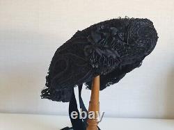 Hat lady's cape velvet sequin ribbon late 19th century