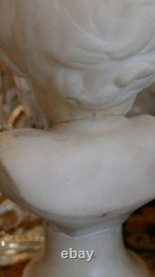 Head Marble, Baby, Sculpture Signed Pretay, Era XIX