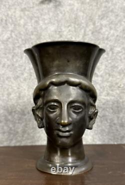 Head of a Young Man in Antique Style, Bronze with Medal Patina, 19th Century