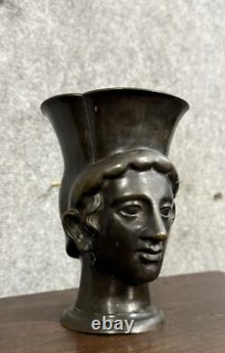Head of a Young Man in Antique Style, Bronze with Medal Patina, 19th Century