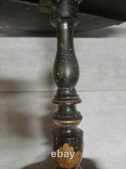 Heirion Napoleon III Wood Black Decorations Flowers Painted Era Xixth