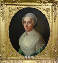 Henri Beltz Portrait Of Femme D'epoque Louis XVI Oil/toile Of The Xixth Century