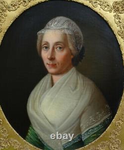 Henri Beltz Portrait Of Femme D'epoque Louis XVI Oil/toile Of The Xixth Century