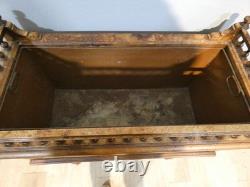 High pedestal planter in walnut and mosaic, late 19th century