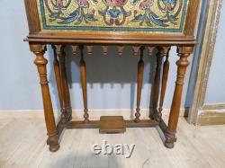 High pedestal planter in walnut and mosaic, late 19th century