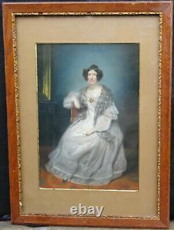 Honored Charles Sardou Portrait Of Epoque's Woman Louis Philippe Pastel Of The Xixth